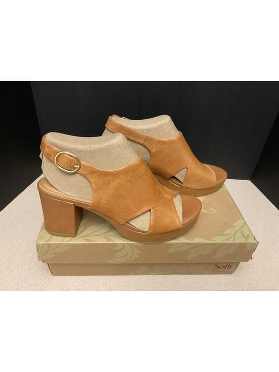 Sofft Shoes - New! Womens Sofft Liv Luggage Leather Slingback Block Heels. Size 9M. Nice!!!